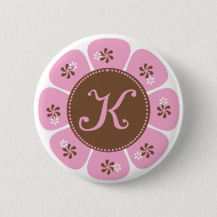Macaron Rond 5 Cm Monogramme Brown et rose K