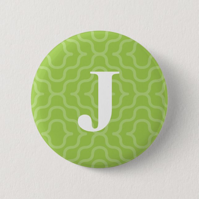 Macaron Rond 5 Cm Monogramme contemporain fleuri - lettre J (Devant)
