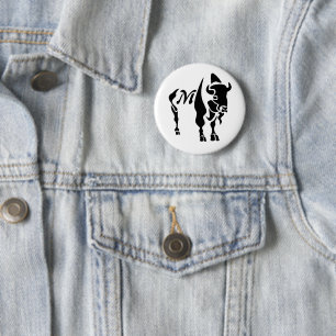 Macaron Rond 5 Cm Monogramme de buffle noir Silhouette