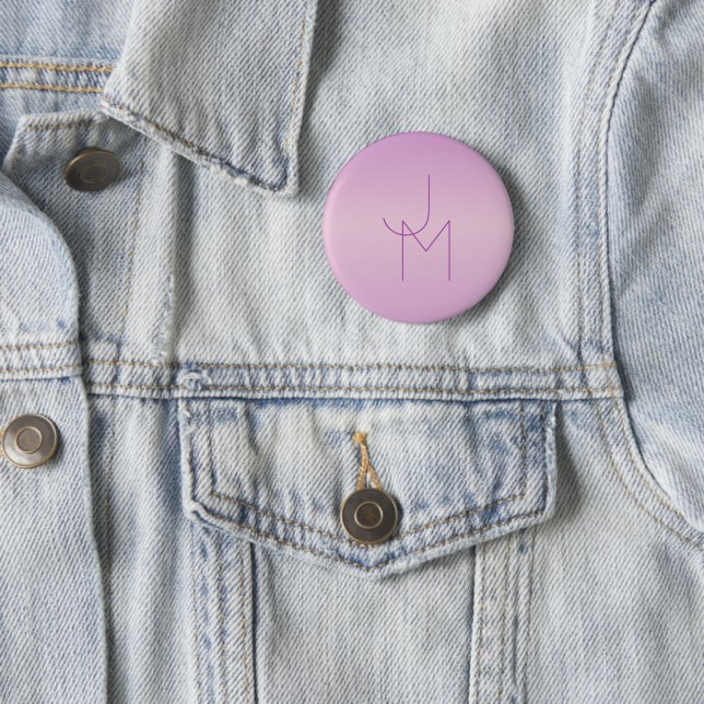 Macaron Rond 5 Cm Monogramme de chevauchement unique | Lavande douce (En situation)
