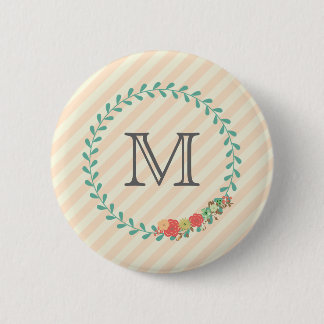 Macaron Rond 5 Cm monogramme de couronne de fleurs décoratives rose