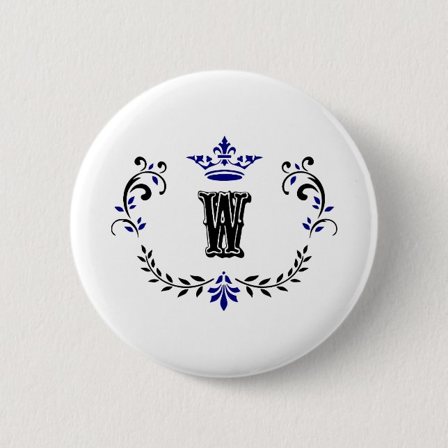 Macaron Rond 5 Cm Monogramme de couronne 'W' (Devant)