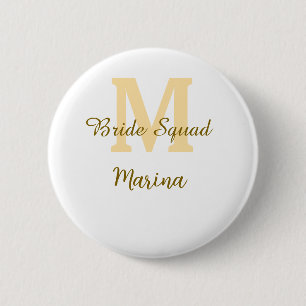 Macaron Rond 5 Cm Monogramme de l'équipe de la mariée simple shower 
