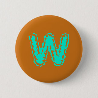 Macaron Rond 5 Cm Monogramme déplaisant vert toxique sur orange