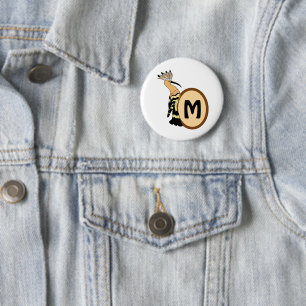 Macaron Rond 5 Cm Monogramme d'oiseau Whimsical Hoopoe