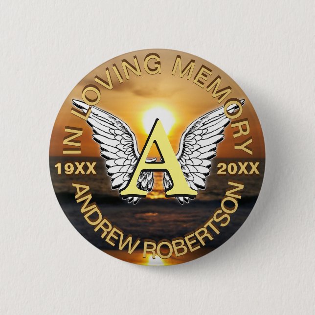 Macaron Rond 5 Cm Monogramme du coucher du soleil (Devant)