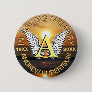 Macaron Rond 5 Cm Monogramme du coucher du soleil