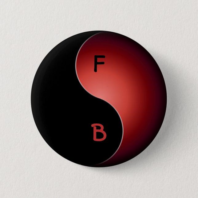 Macaron Rond 5 Cm monogramme du yin yang - rouge (Devant)