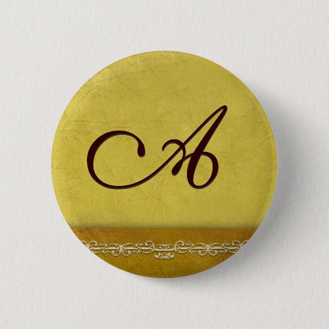 Macaron Rond 5 Cm Monogramme élégant d'or - customisez vos propres (Devant)