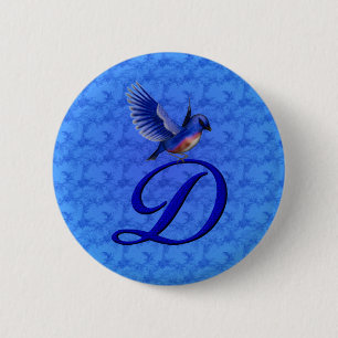 Macaron Rond 5 Cm Monogramme élégant initiale D Bluebird
