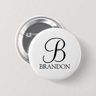Macaron Rond 5 Cm Monogramme et nom de script personnalisé