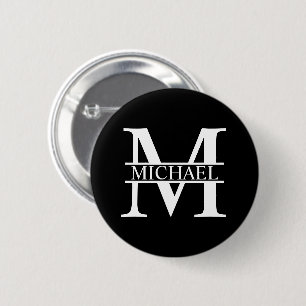 Macaron Rond 5 Cm Monogramme et nom personnalisés