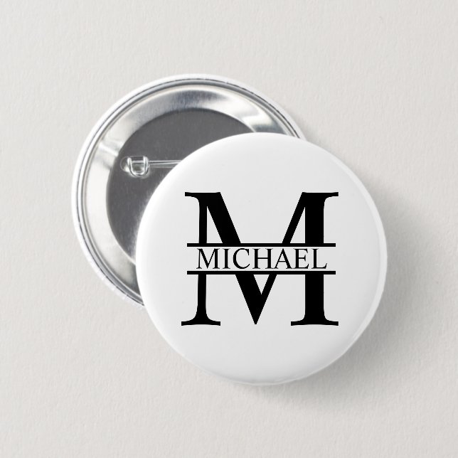 Macaron Rond 5 Cm Monogramme et nom personnalisés (Devant & derrière)