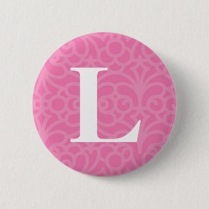 Macaron Rond 5 Cm Monogramme floral fleuri - lettre L