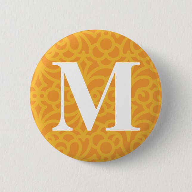 Macaron Rond 5 Cm Monogramme floral fleuri - lettre M (Devant)