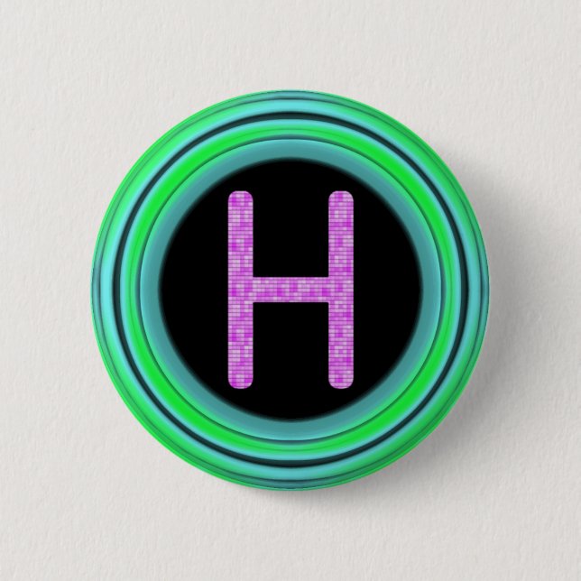 Macaron Rond 5 Cm Monogramme "H " (Devant)