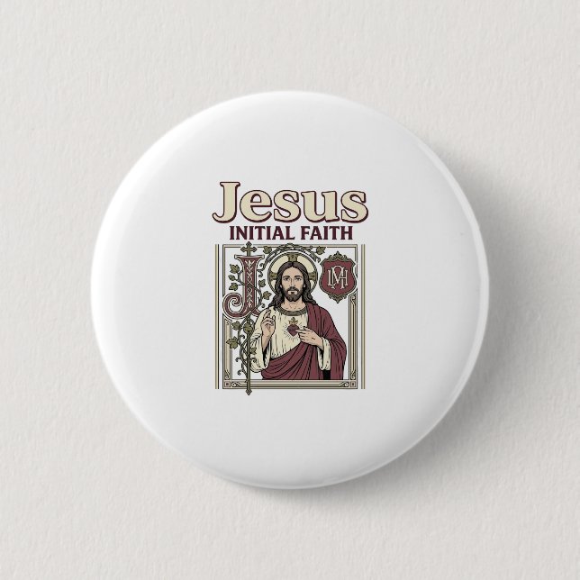 Macaron Rond 5 Cm Monogramme initial de Jésus Foi Monogramme initial (Devant)