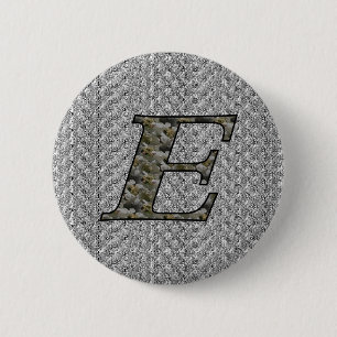 Macaron Rond 5 Cm Monogramme initial E Hydrangea Bouton floral