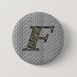 Macaron Rond 5 Cm Monogramme Initial F Hydrangea Floral 