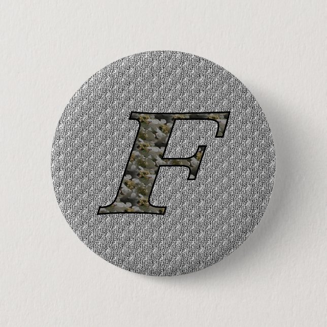 Macaron Rond 5 Cm Monogramme Initial F Hydrangea Floral  (Devant)