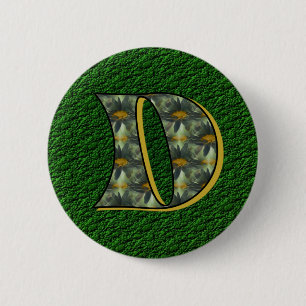 Macaron Rond 5 Cm Monogramme initiale D Art de fleur de marguerite