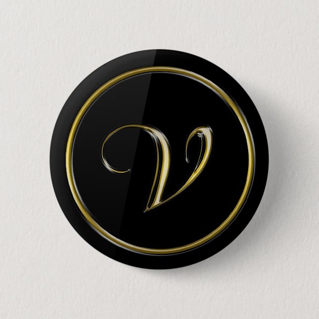 Macaron Rond 5 Cm Monogramme "Lettre V" (Devant)