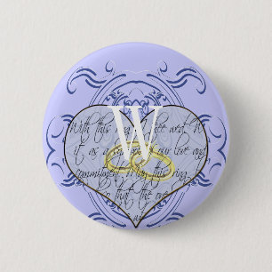 Macaron Rond 5 Cm Monogramme Mariage Vow Heart