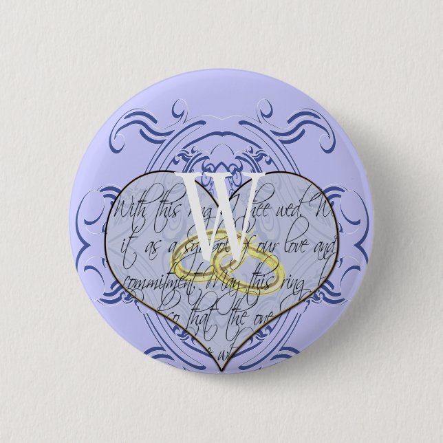 Macaron Rond 5 Cm Monogramme Mariage Vow Heart (Devant)