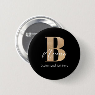 Macaron Rond 5 Cm Monogramme moderne Initiale B & Nom Personnalisé