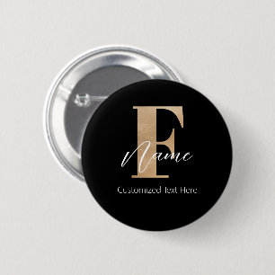 Macaron Rond 5 Cm Monogramme moderne Initiale F & Nom Personnalisé
