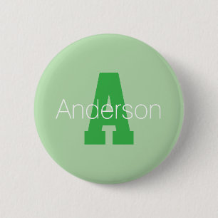 Macaron Rond 5 Cm Monogramme moderne   Pale & Kelly Green