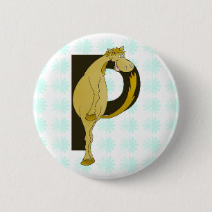 Macaron Rond 5 Cm Monogramme P Foal flexible Personnalisé