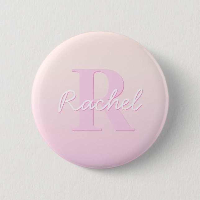 Macaron Rond 5 Cm Monogramme personnalisable | Ombre de la pêche et  (Devant)