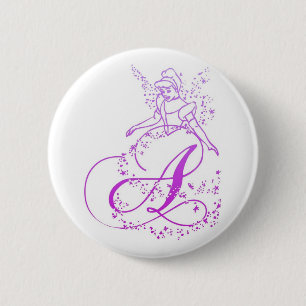Macaron Rond 5 Cm Monogramme Princesse Fairy -A- Bouton