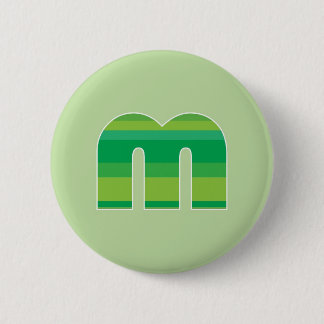 Macaron Rond 5 Cm Monogramme rayé vert - lettre M