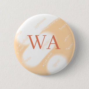 Macaron Rond 5 Cm Monogramme rétro gras blanc orange pêche pastel