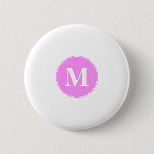 Macaron Rond 5 Cm Monogramme rose