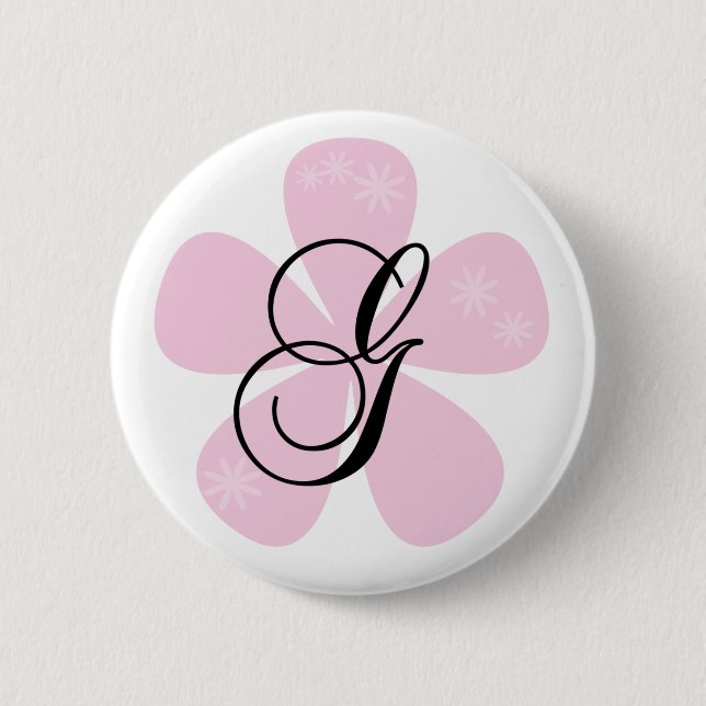 Macaron Rond 5 Cm Monogramme rose G de fleur (Devant)