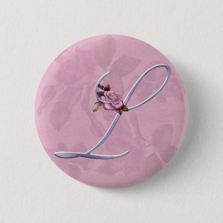 Macaron Rond 5 Cm Monogramme rose L de roses