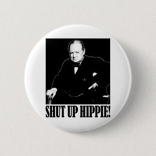 Macaron Rond 5 Cm Monsieur Winston Churchill dit fermée la hippie !