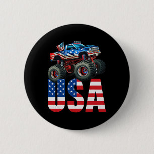 Macaron Rond 5 Cm Monster Truck American Flag 4 juillet Usa Racing F