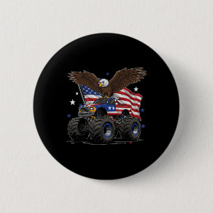 Macaron Rond 5 Cm Monster Truck Bald Eagle 4 juillet Garçons América