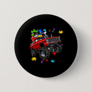 Macaron Rond 5 Cm Monster Truck Sensibilisation sur l'autisme Puzzle