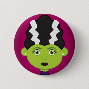 Macaron Rond 5 Cm Monstre de fille verte