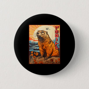 Macaron Rond 5 Cm Monstre Kaiju Marmotte Manga Animé Rétro Vintage