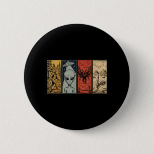Macaron Rond 5 Cm Monstre rétro loch ness mothman bigfoot alien