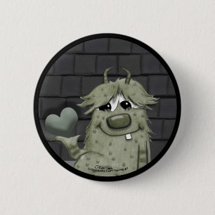 Macaron Rond 5 Cm Monstre vert flou au coeur