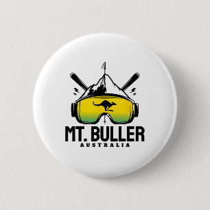 Macaron Rond 5 Cm Mont Buller Australie Ski Ski rétro