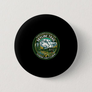 Macaron Rond 5 Cm Mont Rainier Parc national sentier Skyline vintage