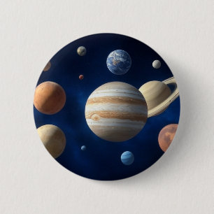 Macaron Rond 5 Cm Montage d'un système solaire